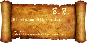 Birnbaum Nikoletta névjegykártya